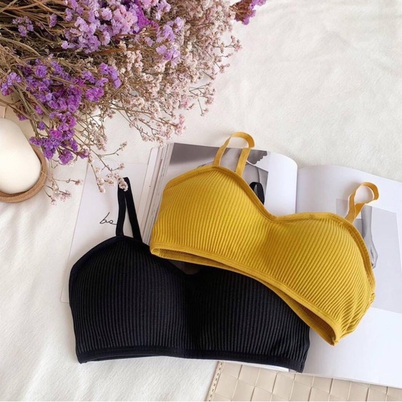 Áo bra 2 dây cotton tăm dáng ngắn