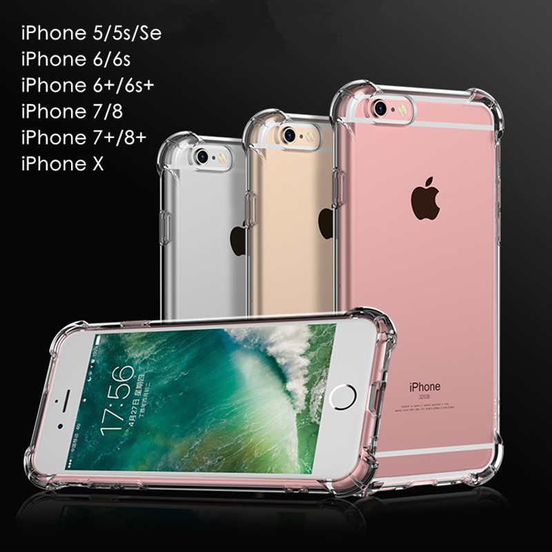 Ốp lưng chống sốc trong suốt cho IPhone 5/5S/SE/6/6S/7/8 Plus