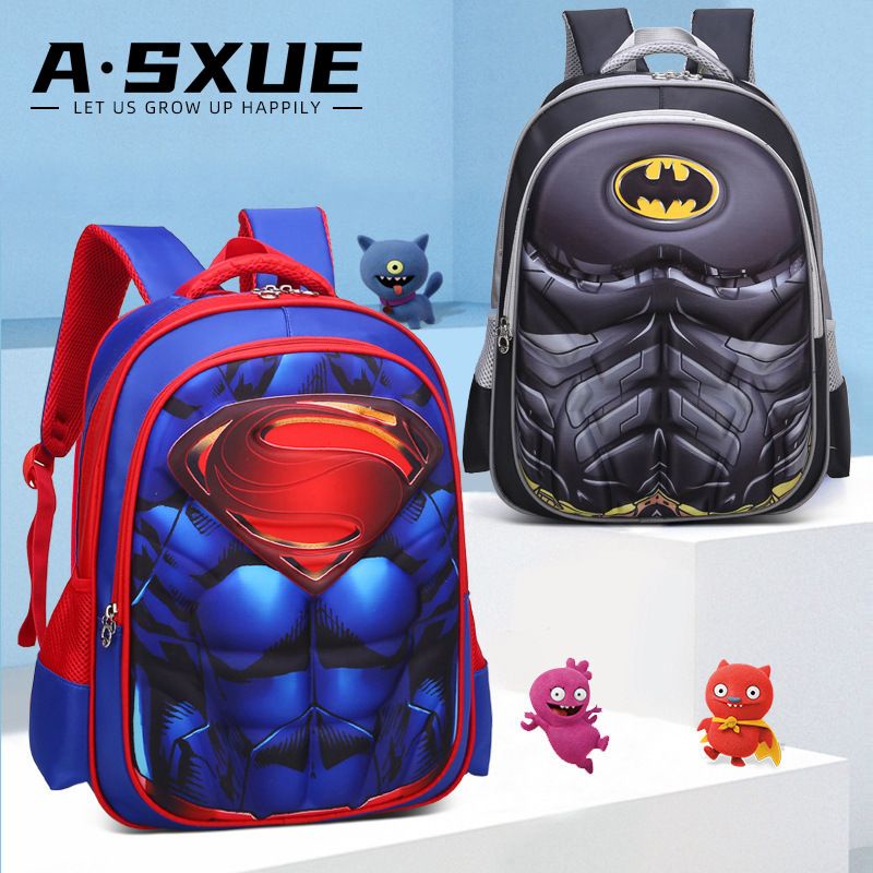 Balo cho bé trai có 2 size in 3D hình các nhân vật siêu nhân anh hùng cho bé từ 5 đến 11 tuổi