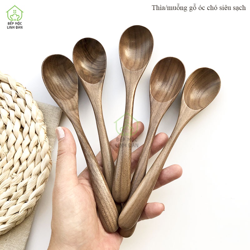 Muỗng/thìa gỗ óc chó _ Gỗ mộc siêu sạch siêu nhẹ, gia công kỹ đẹp (CTL524) Size 17cm