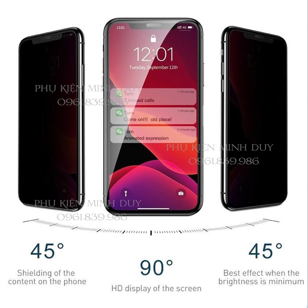 Kính cường lực chống nhìn trộm, chống bụi màng loa Baseus cho iphone X/Xs/11 Pro, Xs Max/11 Pro Max... 🍀