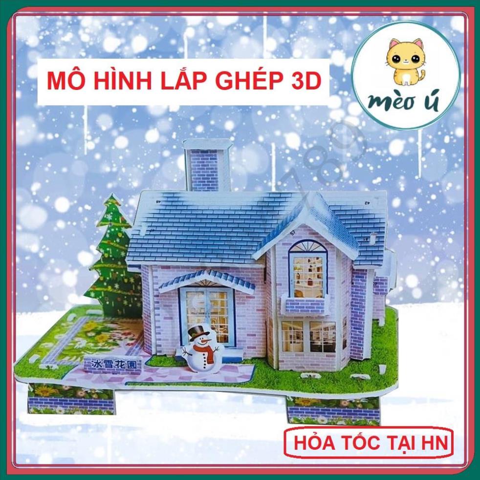 Đồ chơi xếp hình ngôi nhà tuyết 3D cực dễ thương cho bé, chất liệu bìa xốp an toàn, dễ lắp - Mã SP 666-34 - Mèo Ú Mart
