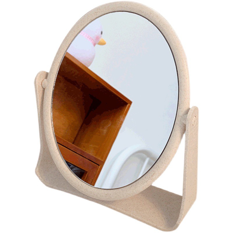 Gương mini để bàn trang điểm Gương soi 2 mặt kính xoay 360 độ xinh xắn