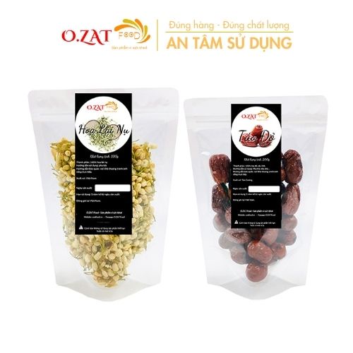 Trà hoa lài/hoa nhài nụ táo đỏ khô loại 1 O.ZAT Food táo trái 200g lài nụ 50g -100g tăng cường sức đề kháng