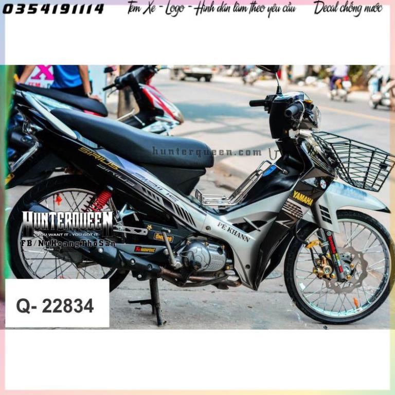 Tem xe Sirius đen bạc - Thiết kế theo yêu cầu, chỉnh sửa theo ý. Sắc nét, bền màu