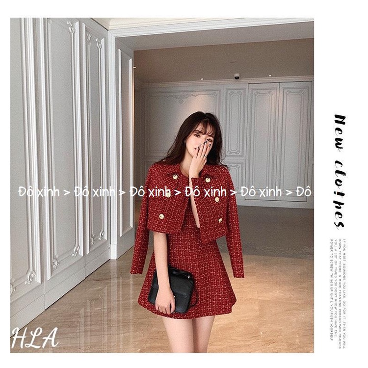 🍄 Set Dạ Nơ Váy Sát Nách + Áo Khoác Ngoài H35 ĐÔ XINH 🍄