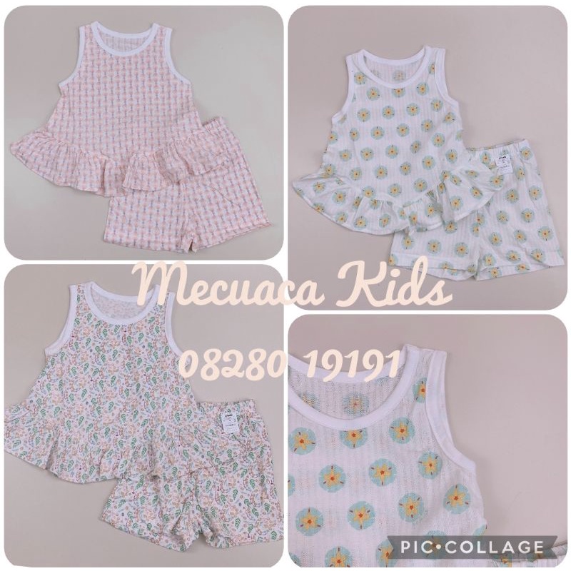 Bộ ba lỗ sát nách babydoll cotton thông hơi cho bé gái vải xuất Hàn