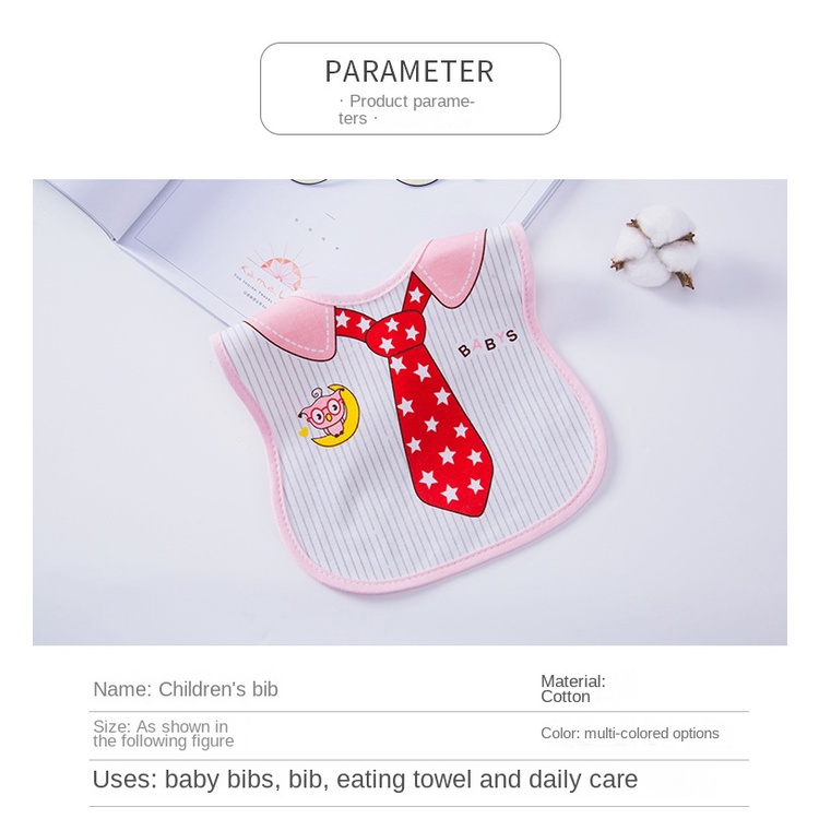 Yếm Ăn cotton Ba Lớp Dày Dặn Chống Nước Có Nút Nhấn Dành Cho Bé Sơ Sinh