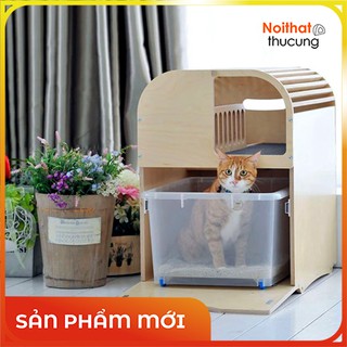 Nhà vệ sinh cho mèo kèm khay đựng cát khép kín chống văng, hạn chế mùi hôi PetZou TL001