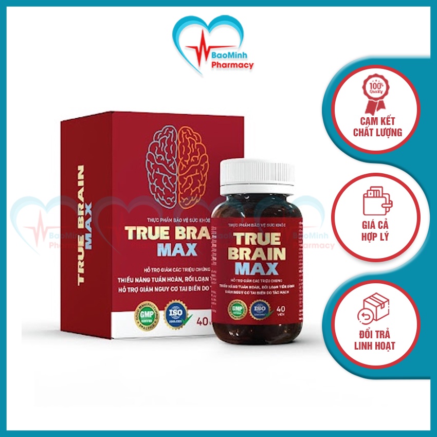 Thực Phẩm Bổ Bão True Brain Max BM55 Hỗ Trợ Hoạt Huyết, Giúp Tăng Lưu Thông Máu Não - Bảo Minh Pharmacy