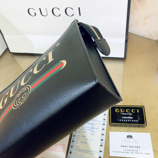 VÍ CLUTCH CẦM TAY GUCCI SUPER VIP‼️fullbox, card,bill, túi vải hãng in chữ GUCCI