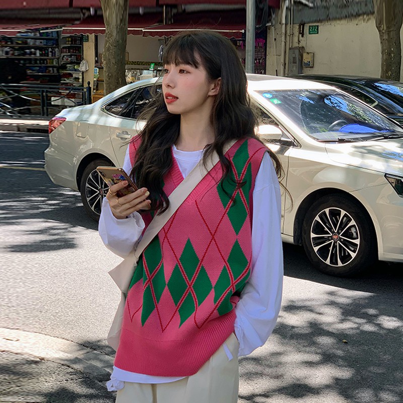 //SẴN HÀNG// ÁO GILE LEN DỆT KIM HỒNG