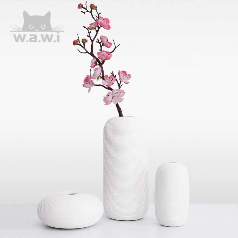 [SIÊU HOT] Bình gốm Trắng vân sọc, phong cách Nhật, trang trí cắm hoa khô phòng khách