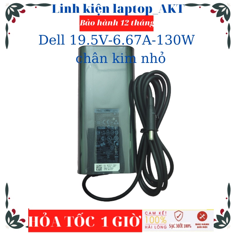 Sạc Laptop Dell 19.5V- 6.67A- 130W-ZIN Ovan chân kim nhỏ Dell Precision 5510 5520 M3800 Dell XPS 9550 15 9550