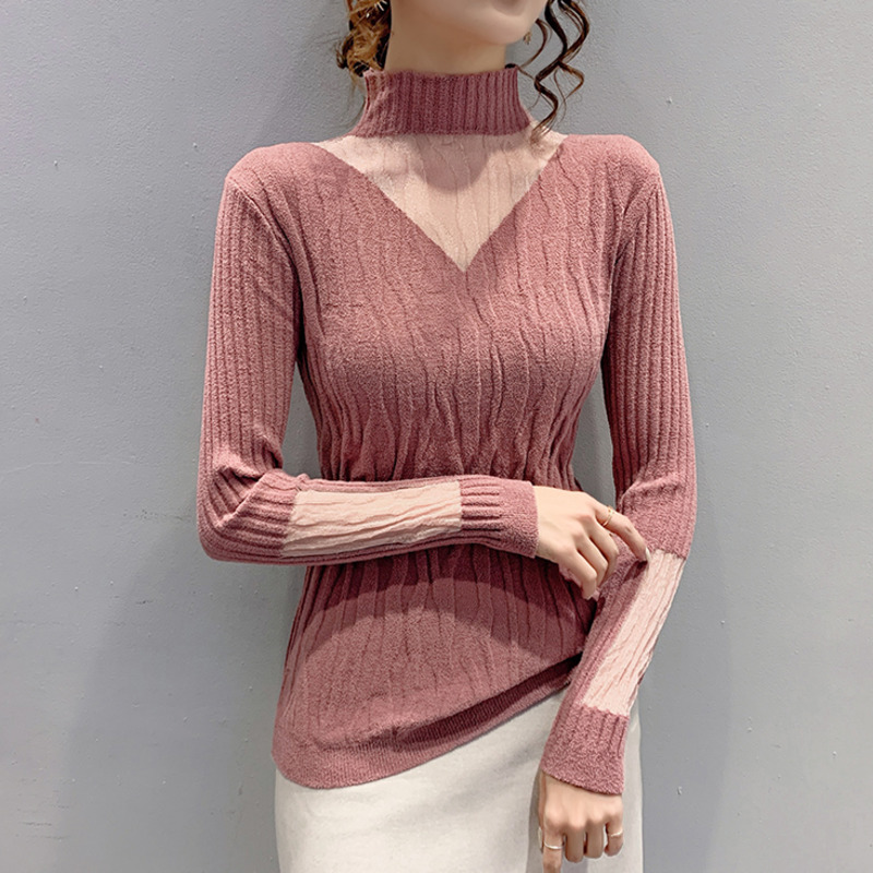 Áo Len Tay Dài Phối Ren Thời Trang Cho Nữ