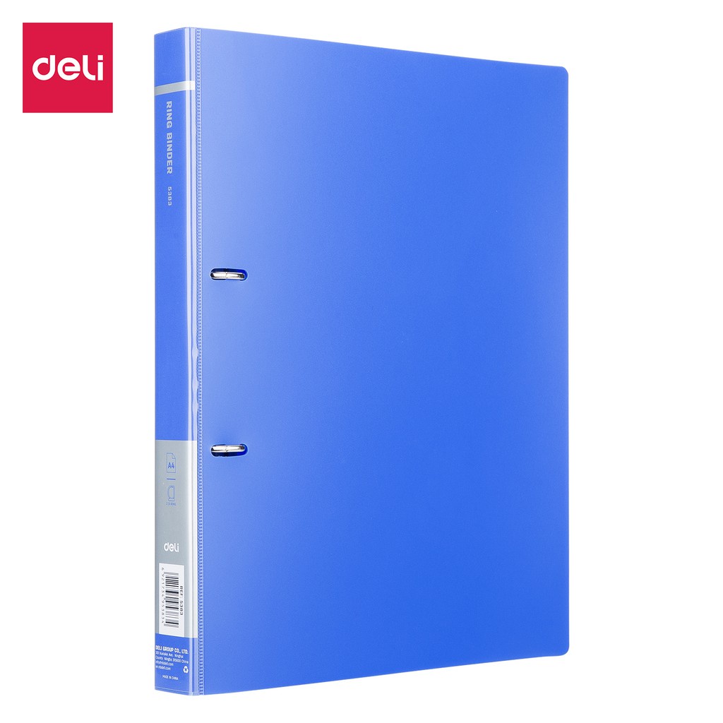 Bìa Còng Nhẫn A4 - File còng nhẫn 2 Càng Deli 3.0cm, Xanh Dương - 1 chiếc 5383