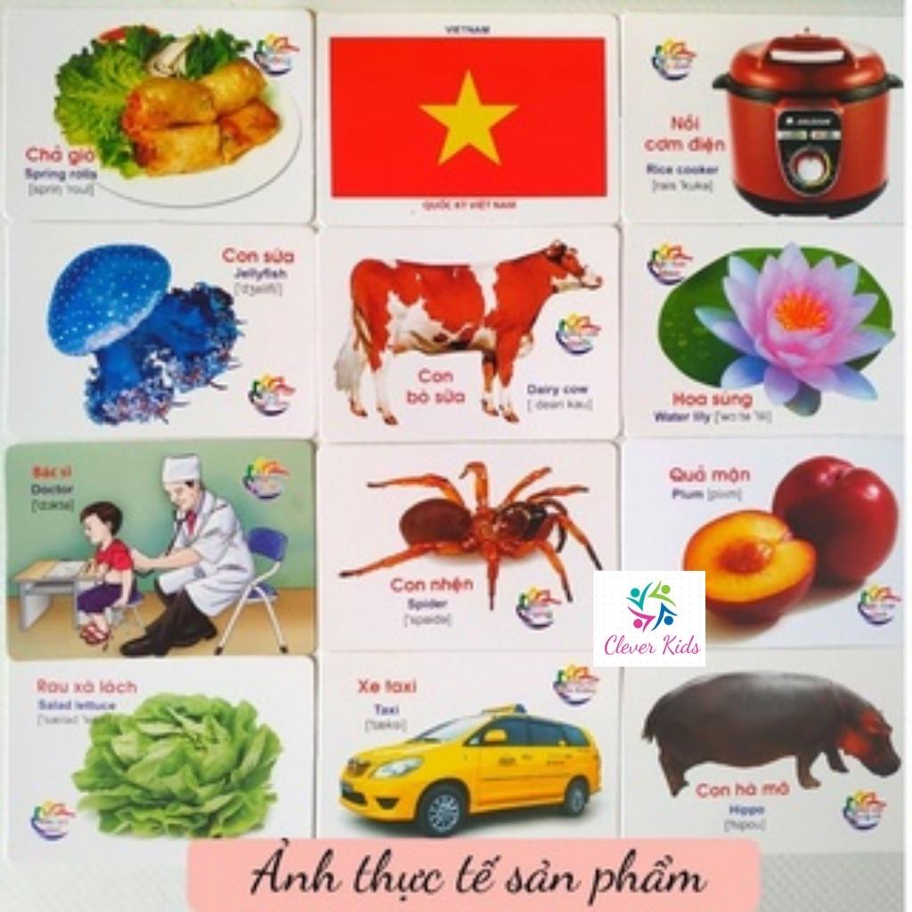 Bộ thẻ học thông minh 16 chủ đề ,thẻ học song ngữ anh việt cho bé