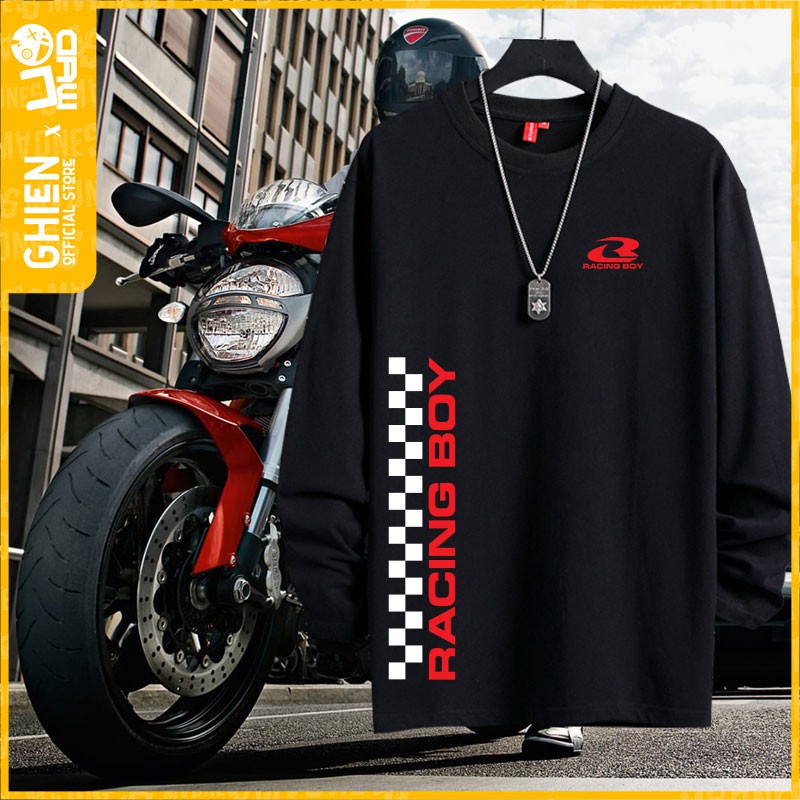 Áo thun tay dài nam UMAD racing boy RCB v.2 phản quang cổ tròn tay màu đen có big size100kg mẫu Biker xe độ, xe đua