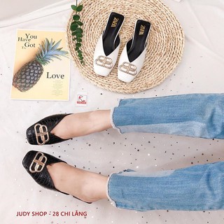 DÉP SỤC NỮ Z A R A MŨI VUÔNG KHOÁ CHỮ B DA VÂN 2P