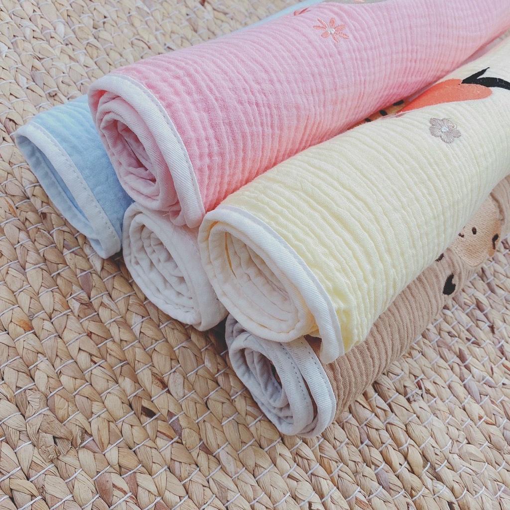 Chăn gạc 2 lớp kiêm khăn tắm khăn lót đầu Monona cho bé từ sơ sinh họa tiết gấu, thỏ hổ, khủng long, đào