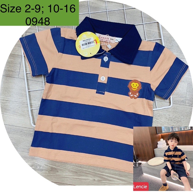 ÁO THUN CỔ BẺ SỌC NGANG SIZE 8-33KG