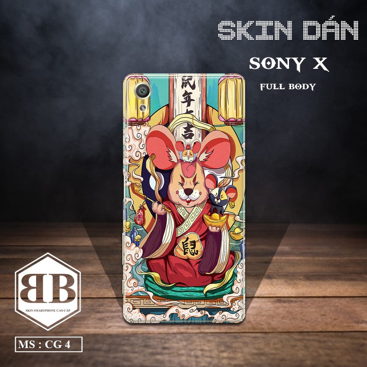 Bộ Skin Dán Sony Xperia X dán full lưng viền dùng thay ốp lưng điện thoại hình 12 con giáp theo yêu cầu