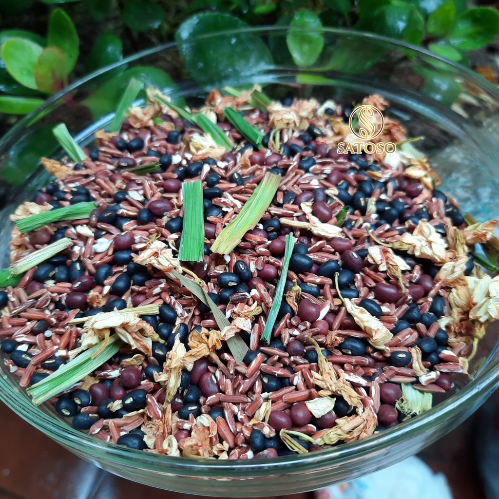Trà gạo lứt mix vị đậu đen, đậu đỏ, hoa nhài SATOSO 500g thượng hạng rang sẵn đẹp da tốt cho sức khỏe SA10