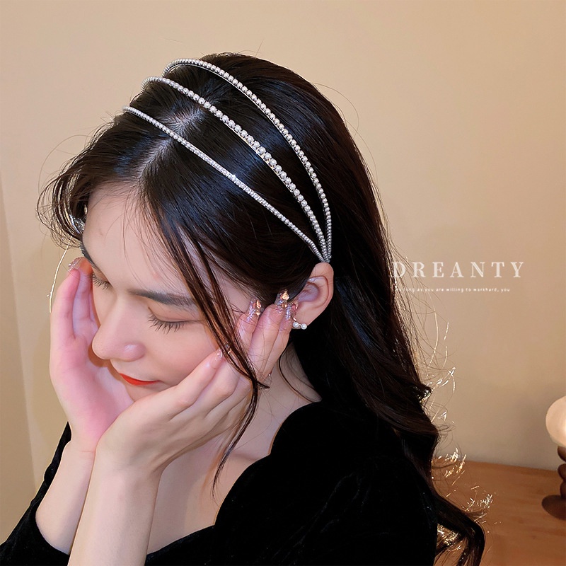 Băng Đô Nhiều Lớp Đính Ngọc Trai Nhân Tạo Thời Trang Cao Cấp