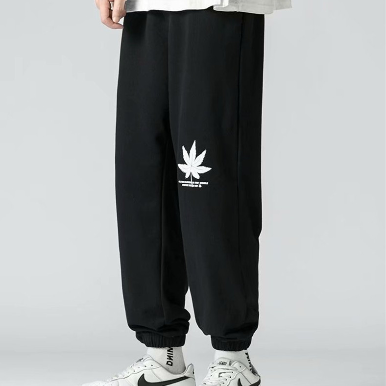 Quần Dài Thể Thao Nam Nữ In Hình Lá Phong Phong Cách Hong Kong Size M-8Xl