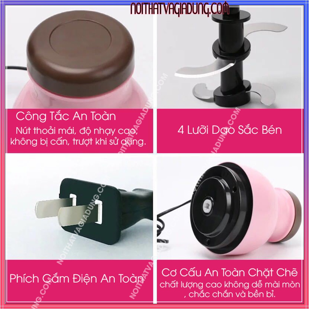Máy Xay Sinh Tố Cầm Tay Mini Chính Hãng Osaka Nhật Bản, Máy Xay Thịt, Cua, Cá, Tỏi Ớt Đa Năng Bằng Điện Cho Bé Ăn Dặm