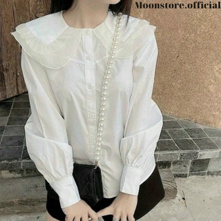 Bán sỉ áo sơ mi trắng cổ bèo chất lụa siêu xinh