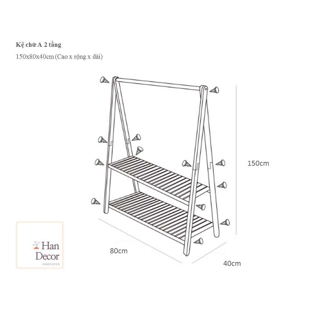 Kệ Treo Quần Áo Chữ A Han Decor - Giá Treo 2 Tầng