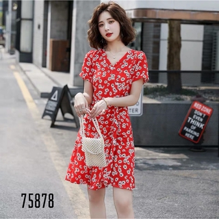 ĐẦM  LỤA HOA NHÍ  CỔ TIM , ĐUÔI CÁ  SIÊU XINH 75878
