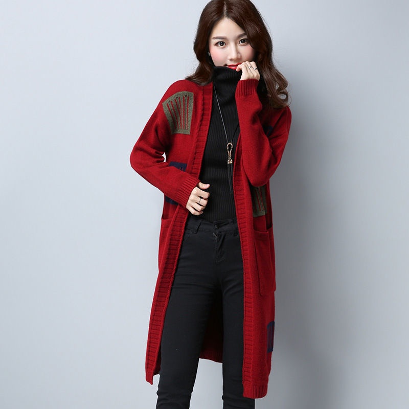 Áo khoác cardigan dệt kim tay dài dáng rộng thời trang xuân thu dành cho nữ