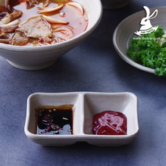 [Có xuất VAT] Dĩa Chấm 2 Ngăn Nâu nhựa melamine Đài Loan - Chính Hãng