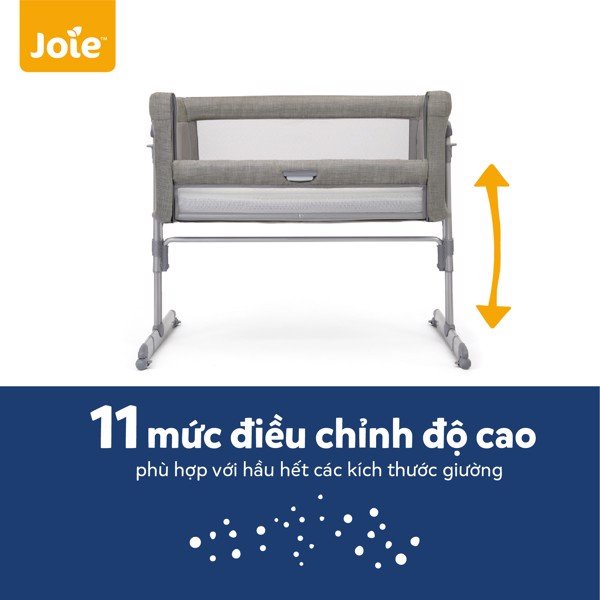 Nôi ngủ cạnh giường hạ thành đa chức năng - JOIE ROOMIE GLIDE FOGGY GRAY