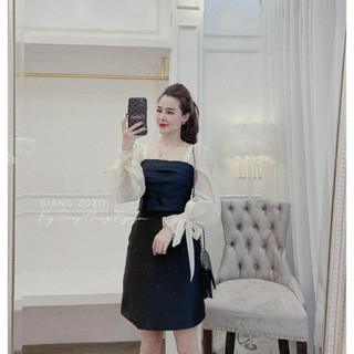 Đầm Tiểu Thư Tay Cột Nơ ( có ảnh thật )