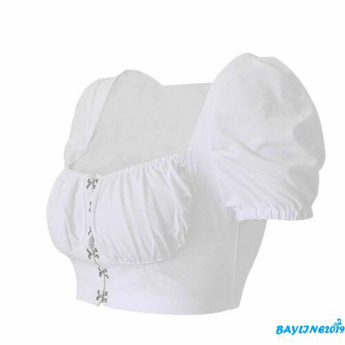 Áo thun lửng ngắn tay nhún bèo quyến rũ dành cho nữ