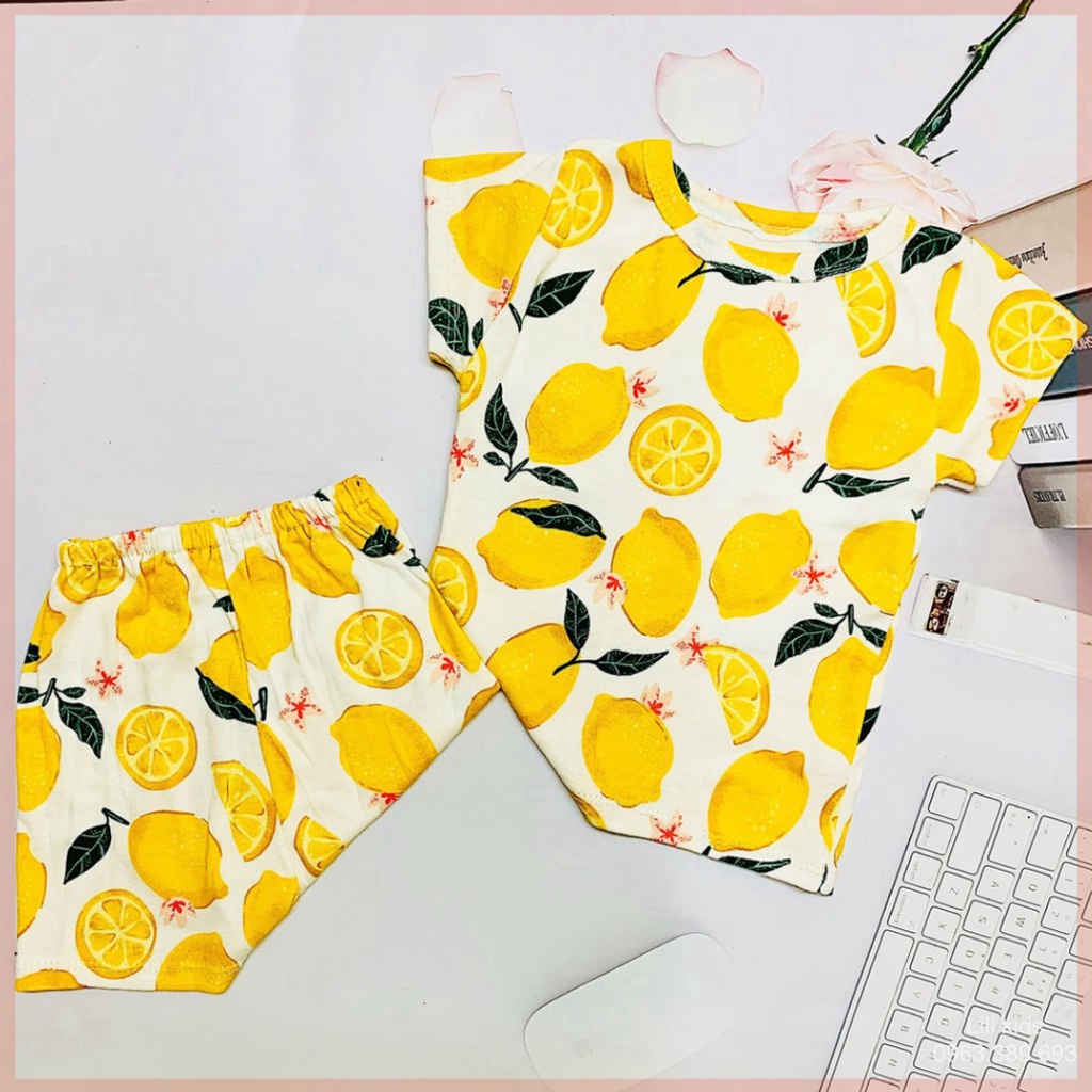 Bộ cộc tay bé gái họa tiết vải cotton, cho bé từ 5 đến 17kg