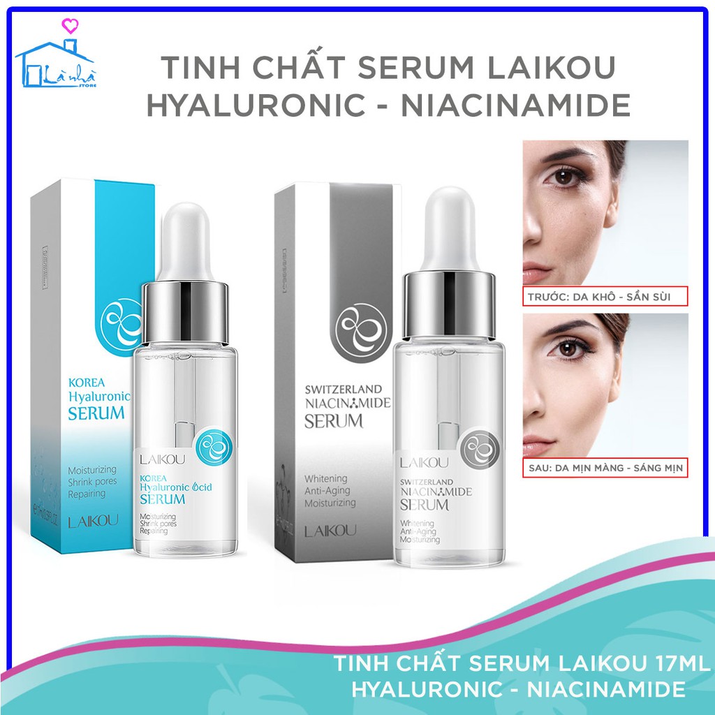 Tinh chất serum 17ml Hyaluronic Acid - NiacinaMide LAIKOU dưỡng ẩm phục hồi làn da làm sáng và mịn màng làn da