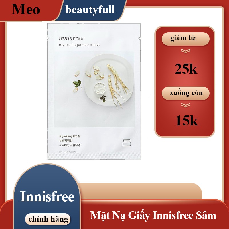 Mặt Nạ Giấy Sâm-Mask Sheet My Real Squeeze Mask 20ml