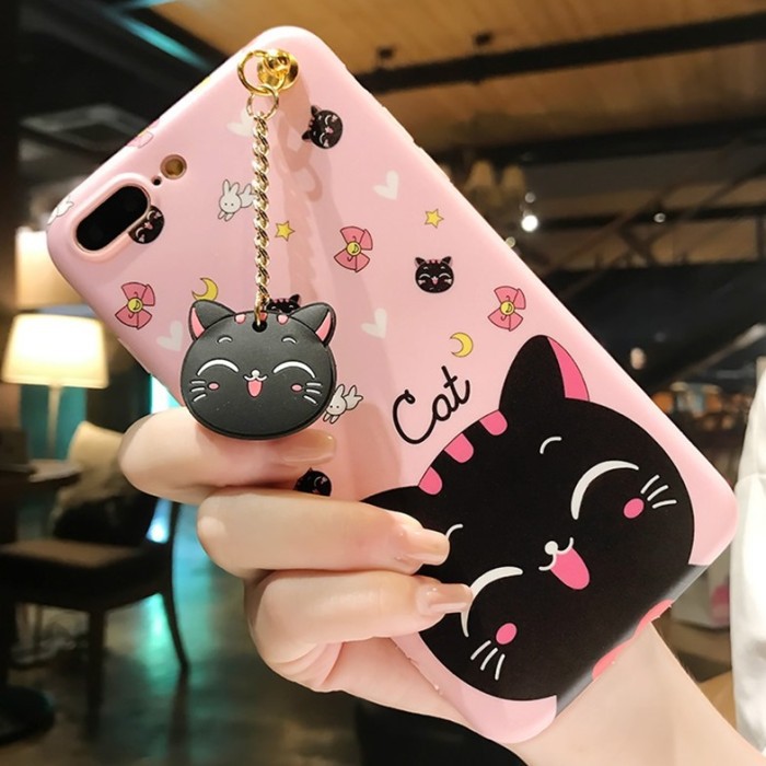 Ốp Lưng Hình Mèo Neko Có Dây Treo Cho Samsung J7 Plus