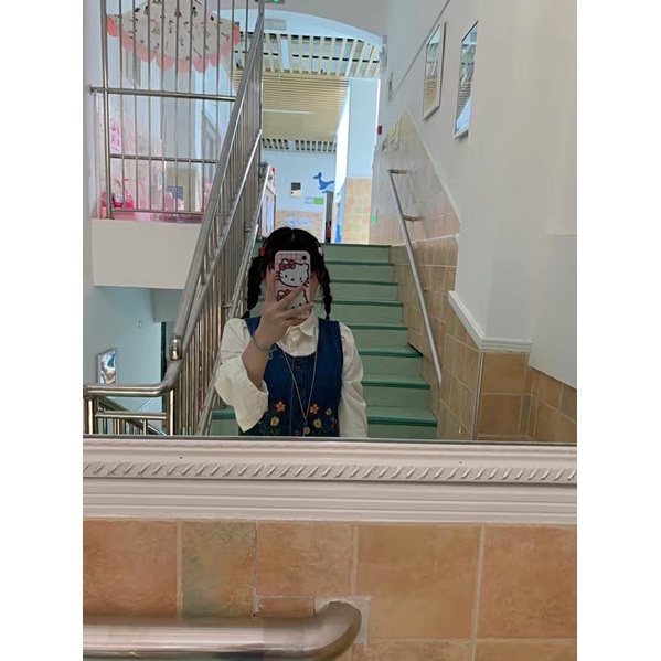 Yếm Jean Dáng Suông Dài Thêu Hoa Taobao Order Kèm ẢNH THẬT