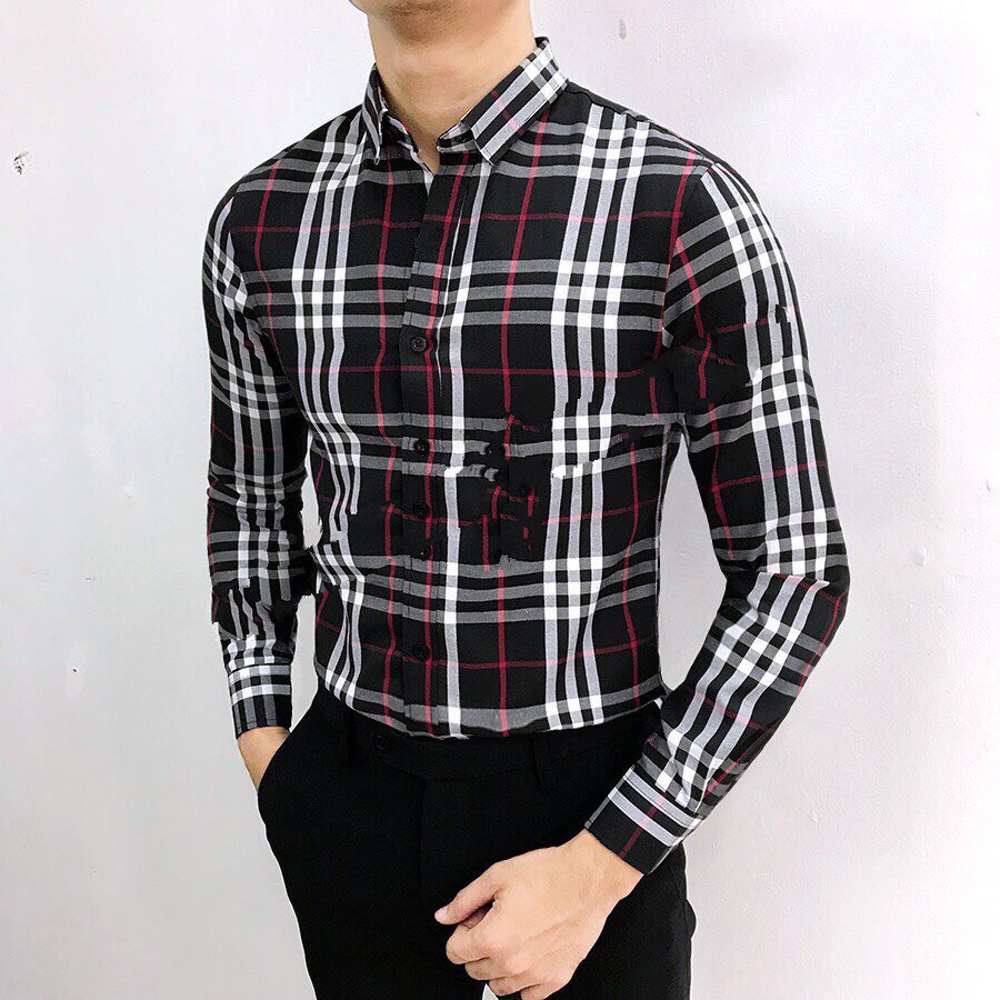 Áo sơ mi nam hàn quốc cao cấp dài tay kẻ sọc đẹp F8888 Kẻ Đỏ