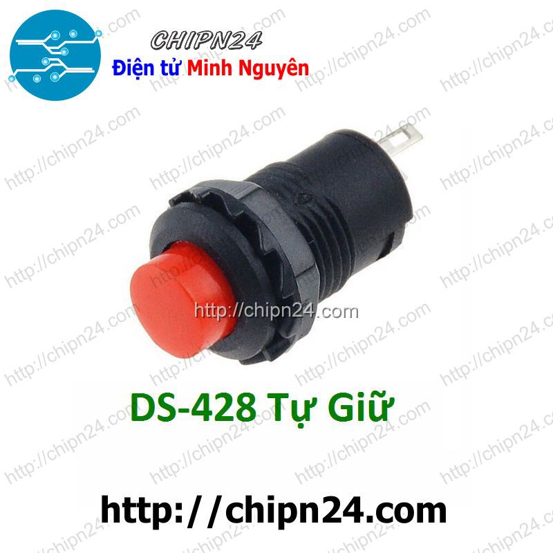 [2 CÁI] Nút nhấn Tự Giữ DS-428 Đỏ (Đường kính 12MM)