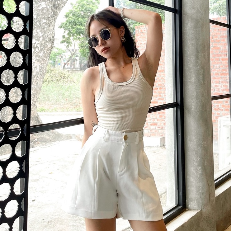 Áo Ba Lỗ Tanktop MOMOCO Cổ Khoét Sâu Dáng Croptop Chất Cotton Tăm Mềm Mại Phong Cách Trẻ Trung Ít Co Giãn M2955