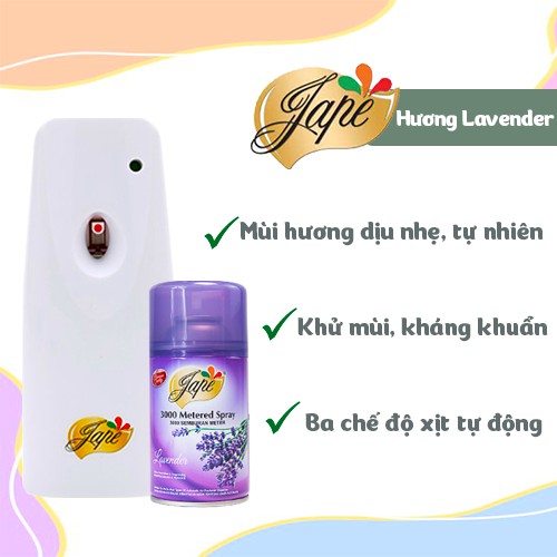 Máy Xịt Thơm Phòng Tự Động Jape Máy Xịt Phòng Tự Động Chính Hãng  (Tặng 1 Bình Ruột Máy) -  600ml [Gồm 1 Máy + 2 Lõi]