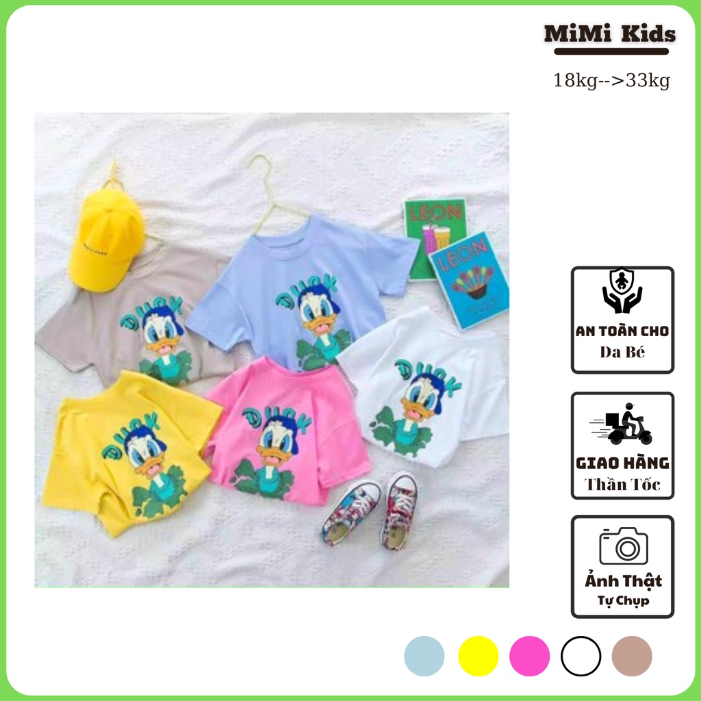 Áo trẻ em, Áo cho bé hình vịt Donald chất cotton đẹp 18-33kg - A104