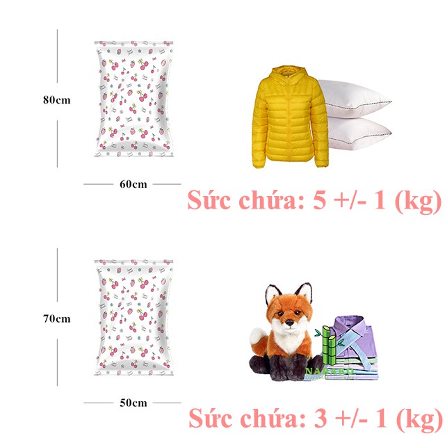 [KÍN KHÍ] Túi Hút Chân Không Đựng Quần Áo Chăn Màn Thực Phẩm 1kg Kèm Bơm, Bơm Điện Chống Ẩm Mốc, Bụi Bẩm - NABAKO