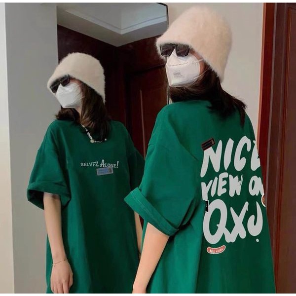 áo thun cotton tay lỡ dáng rộng unisex -nice